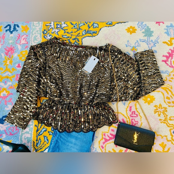 VICI COLLECTION sequined blouse size S - Picture 3 of 3